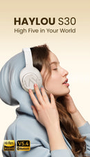 HAYLOU S30 Wireless Bluetooth 5.4 Headphones With Mic Noise Cancelling Headsets Hi-Res Audio 43dB Active 40mm Driver Earphones